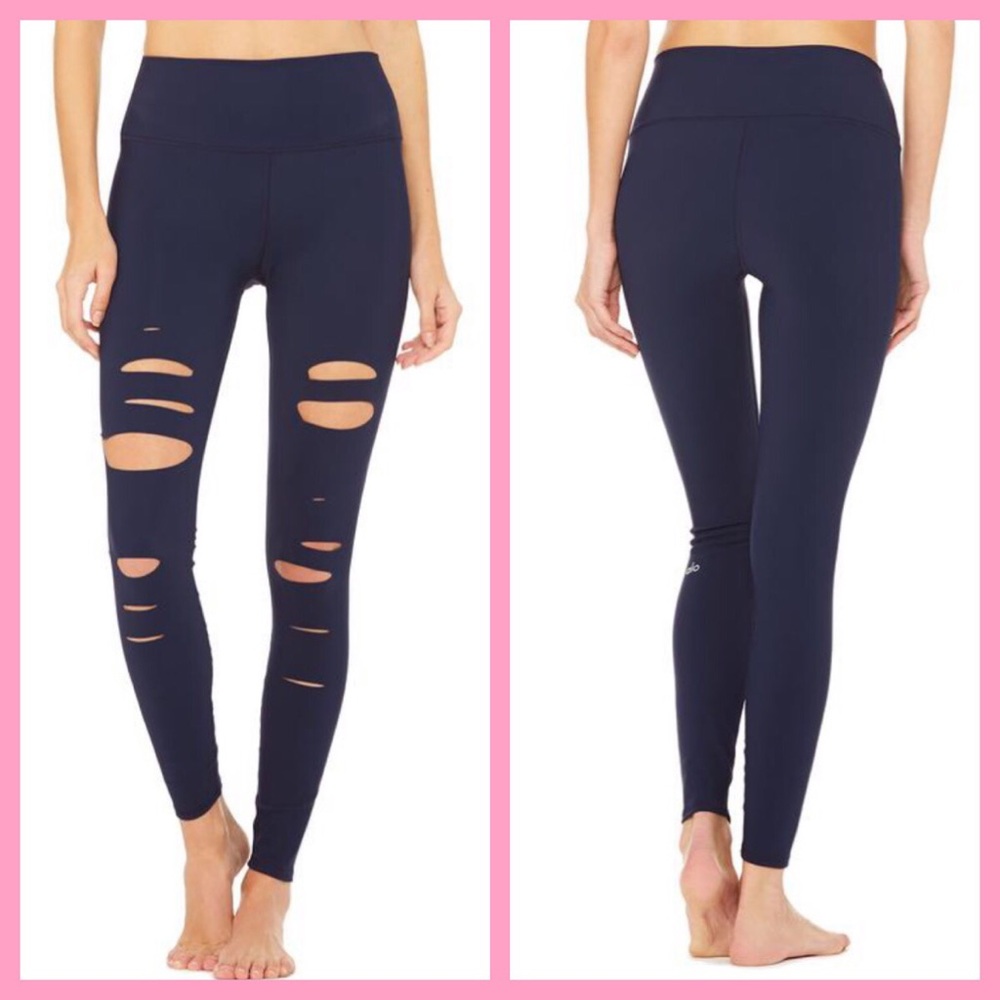 ALO Ripped Warrior Leggings ~ Rich Navy ~ Med